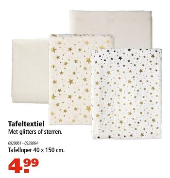 Aanbiedingen Tafeltextiel met glitters of sterren tafelloper - Huismerk - Marskramer - Geldig van 30/11/2017 tot 24/12/2017 bij Marskramer
