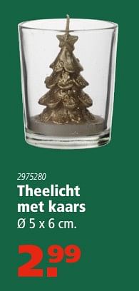 Aanbiedingen Theelicht met kaars - Huismerk - Marskramer - Geldig van 30/11/2017 tot 24/12/2017 bij Marskramer