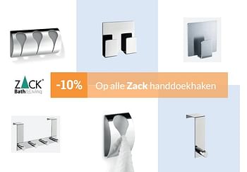 Aanbiedingen -10% op alle zack handdoekhaken - Zack - Geldig van 01/12/2017 tot 31/12/2017 bij Sanitairwinkel