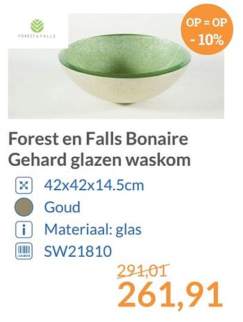 Aanbiedingen Forest en falls bonaire gehard glazen waskom - Forest en Falls - Geldig van 01/12/2017 tot 31/12/2017 bij Sanitairwinkel