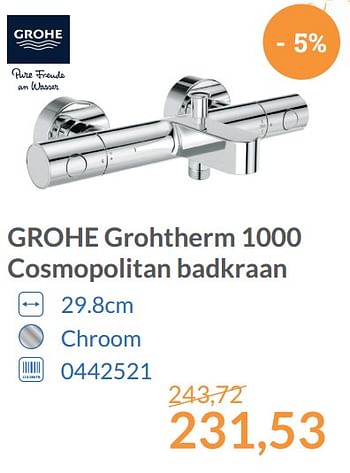 Aanbiedingen Grohe grohtherm 1000 cosmopolitan badkraan - Grohe - Geldig van 01/12/2017 tot 31/12/2017 bij Sanitairwinkel