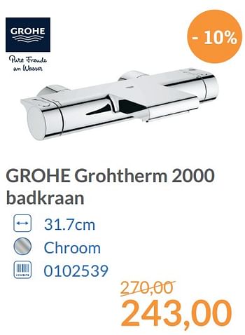 Aanbiedingen Grohe grohtherm 2000 badkraan - Grohe - Geldig van 01/12/2017 tot 31/12/2017 bij Sanitairwinkel