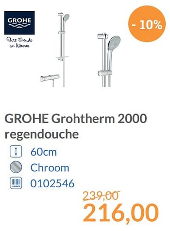 Aanbiedingen Grohe grohtherm 2000 regendouche - Grohe - Geldig van 01/12/2017 tot 31/12/2017 bij Sanitairwinkel