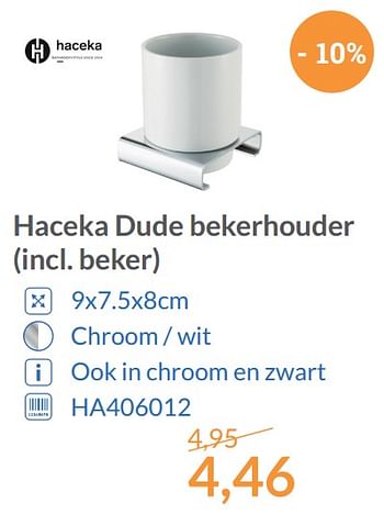 Aanbiedingen Haceka dude bekerhouder - Haceka - Geldig van 01/12/2017 tot 31/12/2017 bij Sanitairwinkel