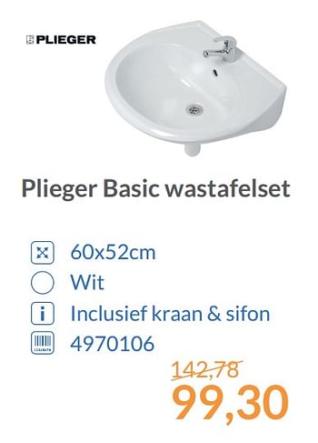 Aanbiedingen Plieger basic wastafelset - Plieger - Geldig van 01/12/2017 tot 31/12/2017 bij Sanitairwinkel