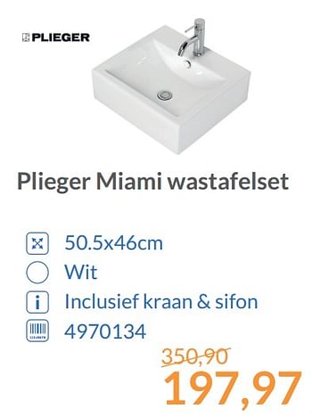 Aanbiedingen Plieger miami wastafelset - Plieger - Geldig van 01/12/2017 tot 31/12/2017 bij Sanitairwinkel
