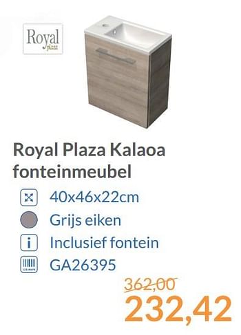 Aanbiedingen Royal plaza kalaoa fonteinmeubel - Royal Plaza - Geldig van 01/12/2017 tot 31/12/2017 bij Sanitairwinkel