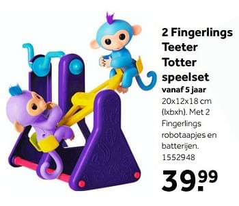 Aanbiedingen 2 fingerlings teeter totter speelset - Fingerlings - Geldig van 27/11/2017 tot 10/12/2017 bij Intertoys