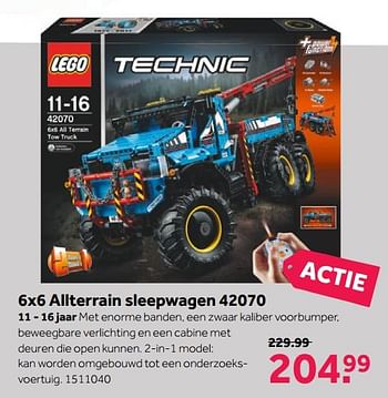 Aanbiedingen 6x6 allterrain sleepwagen 42070 - Lego - Geldig van 27/11/2017 tot 10/12/2017 bij Intertoys