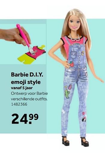 Aanbiedingen Barbie d.i.y. emoji style - Mattel - Geldig van 27/11/2017 tot 10/12/2017 bij Intertoys