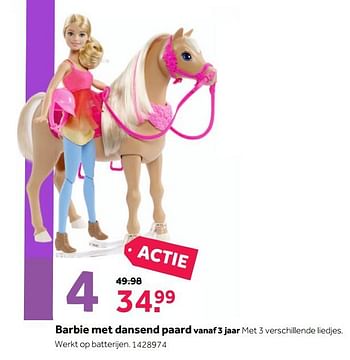 Aanbiedingen Barbie met dansend paard - Mattel - Geldig van 27/11/2017 tot 10/12/2017 bij Intertoys