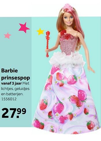 Aanbiedingen Barbie prinsespop - Mattel - Geldig van 27/11/2017 tot 10/12/2017 bij Intertoys