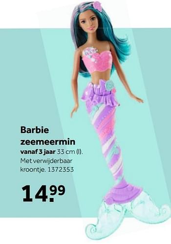Aanbiedingen Barbie zeemeermin - Mattel - Geldig van 27/11/2017 tot 10/12/2017 bij Intertoys