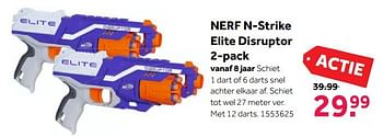Aanbiedingen Nerf n-strike elite disruptor 2-pack - Nerf - Geldig van 27/11/2017 tot 10/12/2017 bij Intertoys