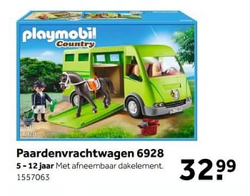 Aanbiedingen Paardenvrachtwagen 6928 - Playmobil - Geldig van 27/11/2017 tot 10/12/2017 bij Intertoys