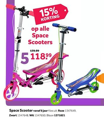 Aanbiedingen Space scooter - SpaceScooter - Geldig van 27/11/2017 tot 10/12/2017 bij Intertoys