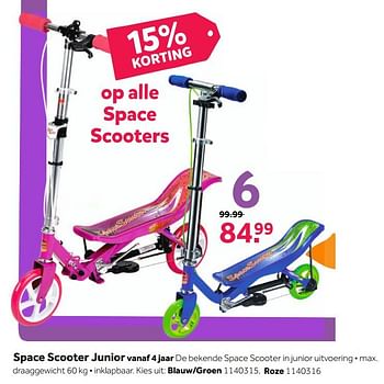 Aanbiedingen Space scooter junior - SpaceScooter - Geldig van 27/11/2017 tot 10/12/2017 bij Intertoys