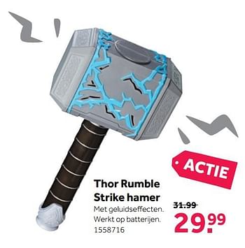 Aanbiedingen Thor rumble strike hamer - Marvel - Geldig van 27/11/2017 tot 10/12/2017 bij Intertoys