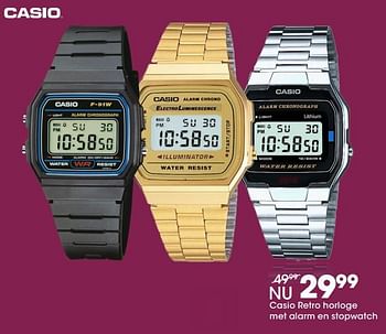 Aanbiedingen Casio retro horloge met alarm en stopwatch - Casio - Geldig van 05/12/2017 tot 31/12/2017 bij Lucardi