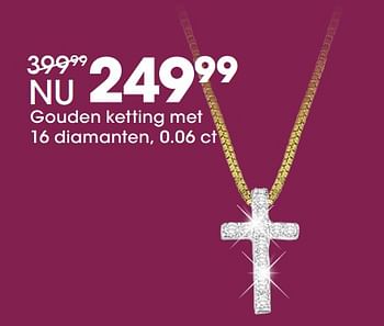 Aanbiedingen Gouden ketting met 16 diamanten, 0.06 ct - Huismerk - Lucardi - Geldig van 05/12/2017 tot 31/12/2017 bij Lucardi