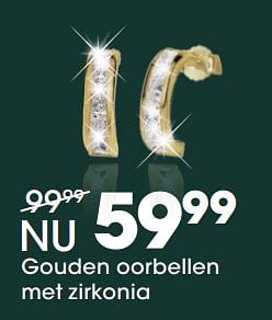 Aanbiedingen Gouden oorbellen met zirkonia - Huismerk - Lucardi - Geldig van 05/12/2017 tot 31/12/2017 bij Lucardi