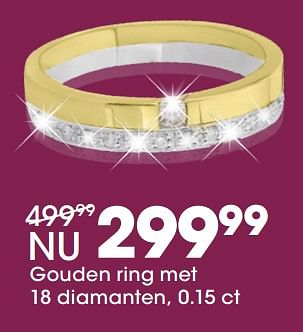 Aanbiedingen Gouden ring met 18 diamanten, 0.15 ct - Huismerk - Lucardi - Geldig van 05/12/2017 tot 31/12/2017 bij Lucardi