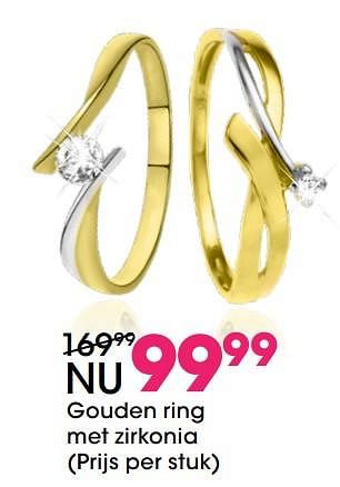 Aanbiedingen Gouden ring met zirkonia - Huismerk - Lucardi - Geldig van 05/12/2017 tot 31/12/2017 bij Lucardi