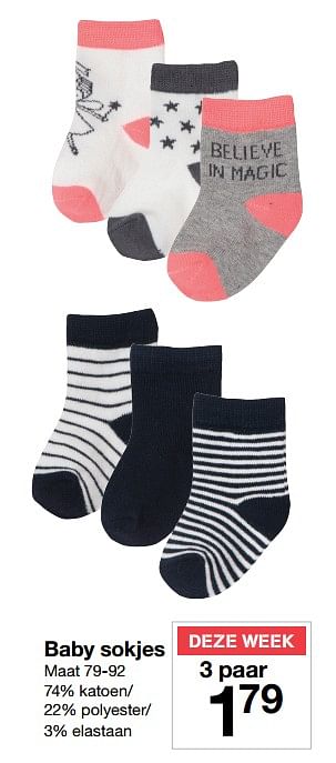 Aanbiedingen Baby sokjes - Huismerk - Zeeman  - Geldig van 02/12/2017 tot 09/12/2017 bij Zeeman