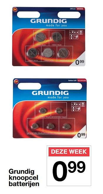 Aanbiedingen Grundig knoopcel batterijen - Grundig - Geldig van 02/12/2017 tot 09/12/2017 bij Zeeman