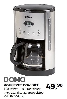Aanbiedingen Domo koffiezet do413kt - Domo - Geldig van 05/12/2017 tot 09/01/2018 bij Supra Bazar