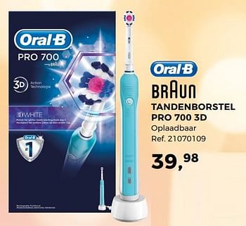 Aanbiedingen Oral-b tandenborstel pro 700 3d - Oral-B - Geldig van 05/12/2017 tot 09/01/2018 bij Supra Bazar