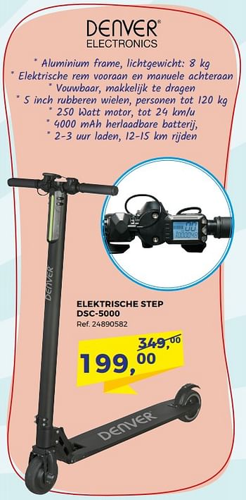 Aanbiedingen Elektrische step dsc-5000 - Denver Electronics - Geldig van 05/12/2017 tot 09/01/2018 bij Supra Bazar