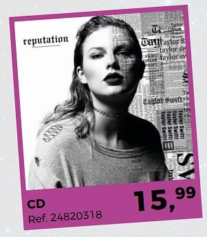 Aanbiedingen Cd taylor swift reputation - Huismerk - Supra Bazar - Geldig van 05/12/2017 tot 09/01/2018 bij Supra Bazar