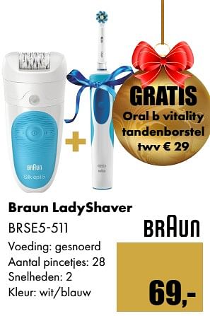 Aanbiedingen Braun ladyshaver brse5-511 - Braun - Geldig van 01/12/2017 tot 14/01/2018 bij Multi Bazar