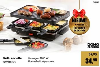 Aanbiedingen Domo elektro grill - raclette do9188g - Domo elektro - Geldig van 01/12/2017 tot 14/01/2018 bij Multi Bazar
