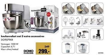 Aanbiedingen Domo elektro keukenrobot met 5 extra accessoires do9079kr - Domo elektro - Geldig van 01/12/2017 tot 14/01/2018 bij Multi Bazar