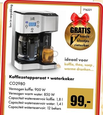 Aanbiedingen Fritel koffiezetapparaat + waterkoker co2980 - Fritel - Geldig van 01/12/2017 tot 14/01/2018 bij Multi Bazar