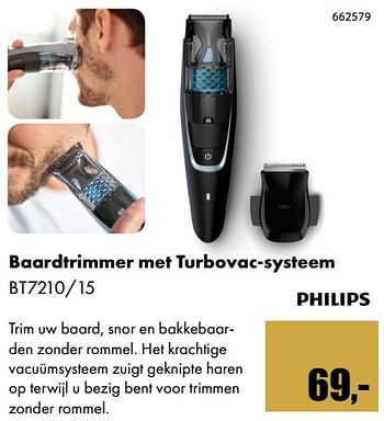 Aanbiedingen Philips baardtrimmer met turbovac-systeem bt7210-15 - Philips - Geldig van 01/12/2017 tot 14/01/2018 bij Multi Bazar