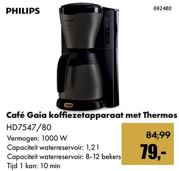 Aanbiedingen Philips café gaia koffiezetapparaat met thermos hd7547-80 - Philips - Geldig van 01/12/2017 tot 14/01/2018 bij Multi Bazar