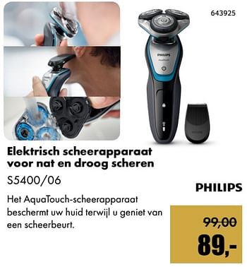 Aanbiedingen Philips elektrisch scheerapparaat voor nat en droog scheren s5400-06 - Philips - Geldig van 01/12/2017 tot 14/01/2018 bij Multi Bazar