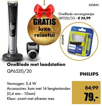 Aanbiedingen Philips oneblade met laadstation qp6520-20 - Philips - Geldig van 01/12/2017 tot 14/01/2018 bij Multi Bazar