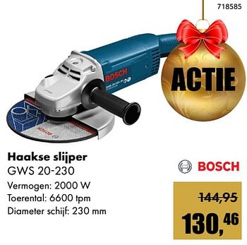 Aanbiedingen Bosch haakse slijper gws 20-230 - Bosch - Geldig van 01/12/2017 tot 14/01/2018 bij Multi Bazar