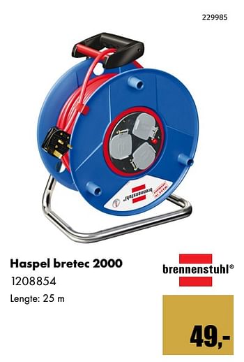 Aanbiedingen Haspel bretec 2000 1208854 - Brennenstuhl - Geldig van 01/12/2017 tot 14/01/2018 bij Multi Bazar