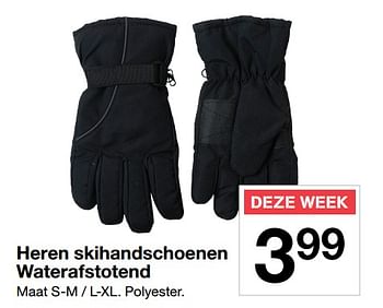 Aanbiedingen Heren skihandschoenen waterafstotend - Huismerk - Zeeman  - Geldig van 09/12/2017 tot 16/12/2017 bij Zeeman