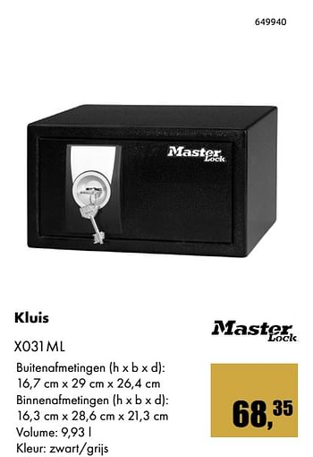 Aanbiedingen Master lock kluis x031ml - Master - Geldig van 01/12/2017 tot 14/01/2018 bij Multi Bazar