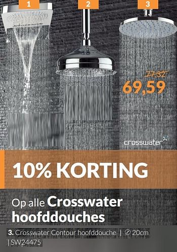 Aanbiedingen Crosswater contour hoofddouche - Crosswater - Geldig van 01/01/2018 tot 31/01/2018 bij Sanitairwinkel