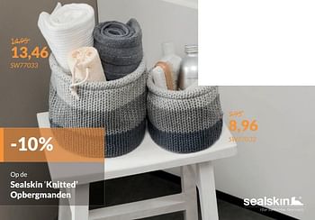 Aanbiedingen Sealskin knitted opbergmanden - Sealskin - Geldig van 01/01/2018 tot 31/01/2018 bij Sanitairwinkel