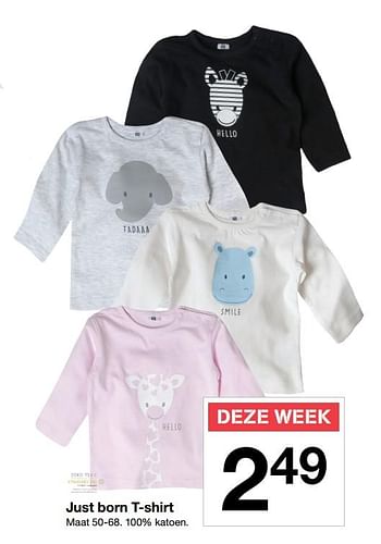 Aanbiedingen Just born t-shirt - Huismerk - Zeeman  - Geldig van 23/12/2017 tot 30/12/2017 bij Zeeman