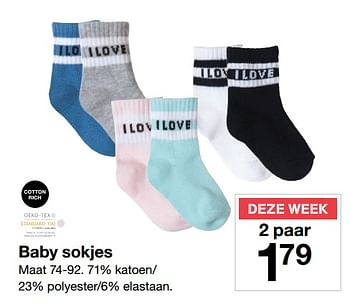 Aanbiedingen Baby sokjes - Huismerk - Zeeman  - Geldig van 30/12/2017 tot 05/01/2018 bij Zeeman