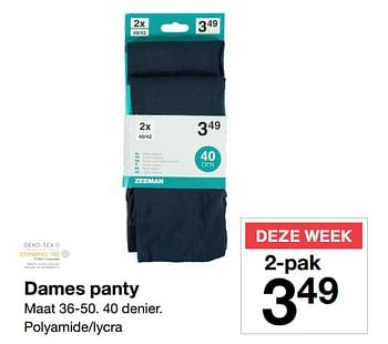 Aanbiedingen Dames panty - Huismerk - Zeeman  - Geldig van 30/12/2017 tot 05/01/2018 bij Zeeman